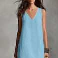 thumbnail image 6 of QUNYINEY Long Womens Dresses Sleeveless A Line Cotton Linen Blue Sundress Casual with Slit V Neck Loose Fit Dresses, 6 of 8