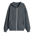 thumbnail image 5 of Yuncity Girls Sweatshirt Winter Solid Color Zip Up Hooded Jacket With Front Pockets Comfortable Daily Casual Wear‌ Size 10-11 Years, 5 of 5