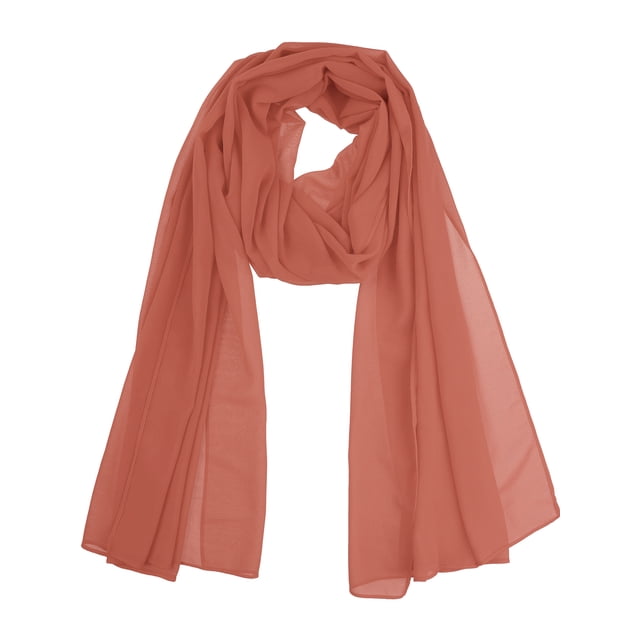 INSPIRAR CHIC Bufanda de Chiffon Sólido para Mujeres Ligera Suave Sheer Larga Pañuelo Chal Bufandas Rojo Oxidado 68.9x27.6 pulgadas