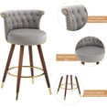 thumbnail image 5 of Taiweny Counter Height Bar Stools Set of 2, 27” Velvet Tufted 360-Degree Swivel Barstools with Back & Footrest, Modern Upholstered Bar Chairs for Kitchen Counter/Cafe, Grey, 5 of 12