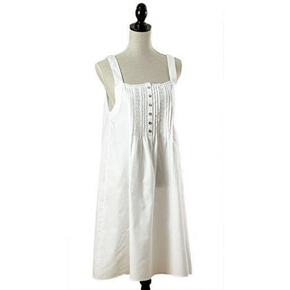 Handmade Embroidered and Pleated White Cotton Lady Night Dress, Size S-XL (Small/6)