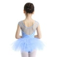 thumbnail image 5 of MSemis Kids Girls Mesh U Back Ballet Dance Leotard Tutu Skirt Light Blue 8, 5 of 7