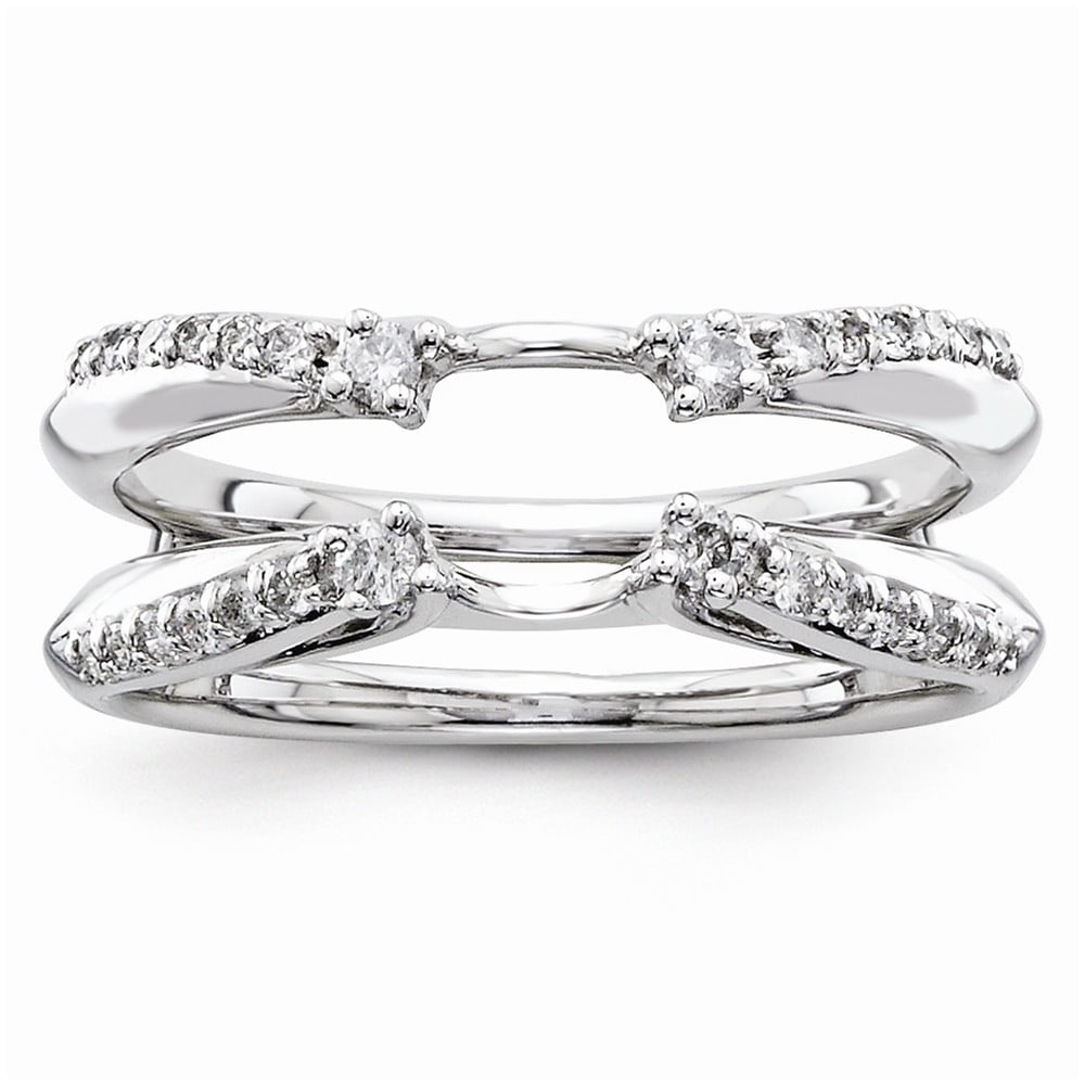 Solid 14k White Gold Diamond Ring Guard (7mm) (1/4ct.) Size 5.5