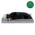 thumbnail image 4 of FurHaven Pet Products Plush Faux Fur & Almond Print Orthopedic Deluxe L-Chaise Sofa Pet Bed for Dogs & Cats - Gray Almonds, Large, 4 of 14