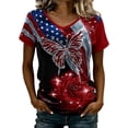 thumbnail image 3 of 2026 250th Anniversary of USA: Vintage Commemorative Women's Long Sleeve Shirt 4th of July Collection, CrewNeck Short Sleeve Shirt Celebration Patriotic Flag Print 1776-2026 Tshirt Red S, 3 of 8