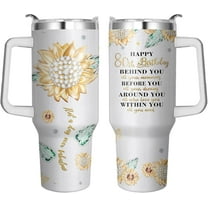 80th Birthday Cups with Handle & Straw, 40 Oz Stainless Steel 80 Th Birthday Mug Mothers Day Gifts for 80 Year Old Women, 80th Birthday Gifts for Women, 80 Year Old Birthday Gift for Woman