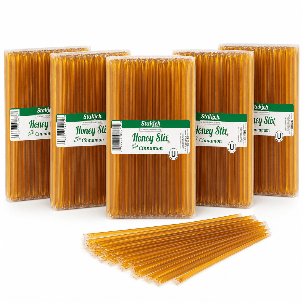 Stakich Cinnamon Grade A Honey Stix - 5 Packs of 100