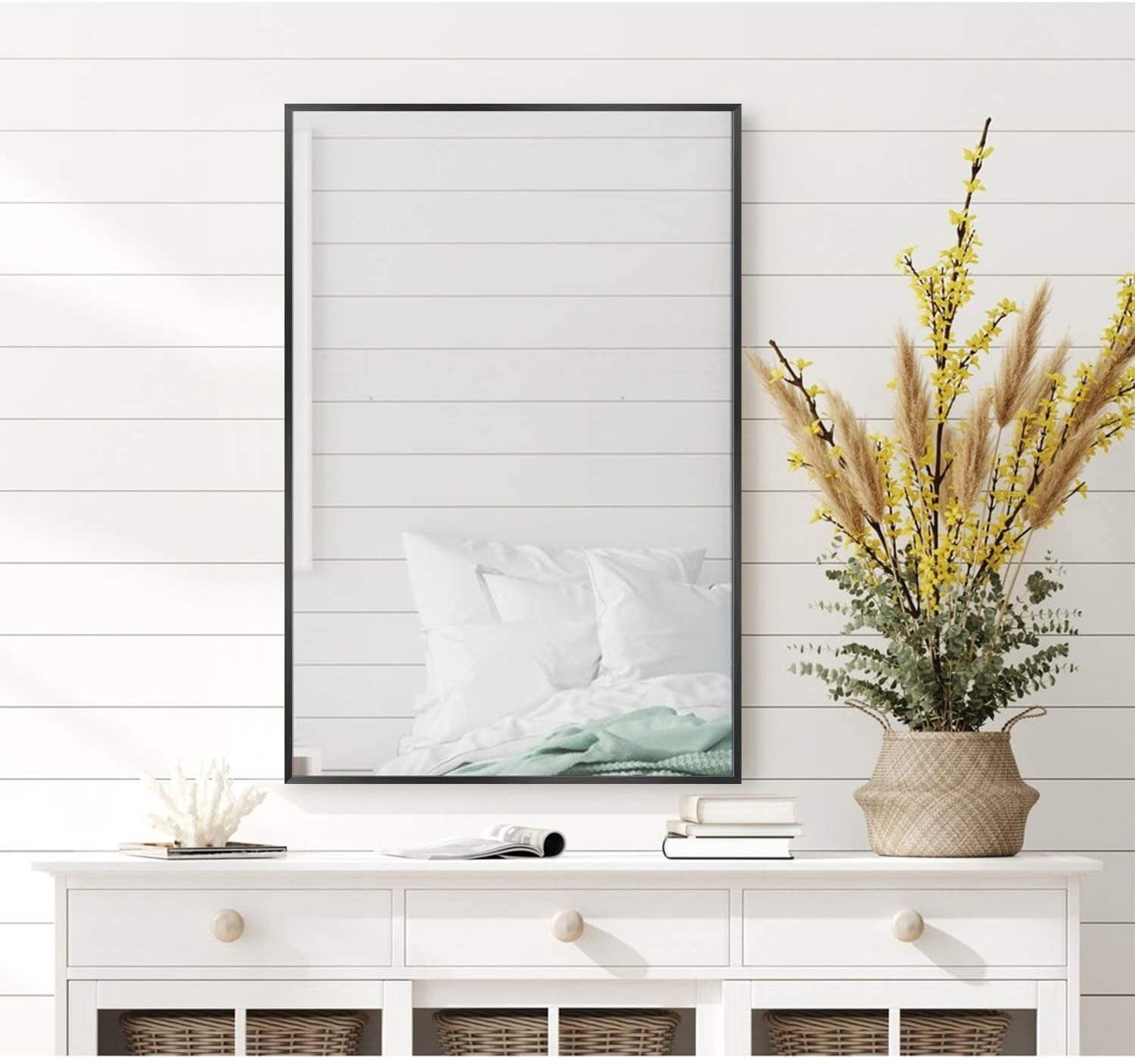 Wall Mirror Decorative Wall Mirror Bathroom Mirror Rectangle Mirror for Bedroom Living Room Dining Room 24\" x 36\" Black