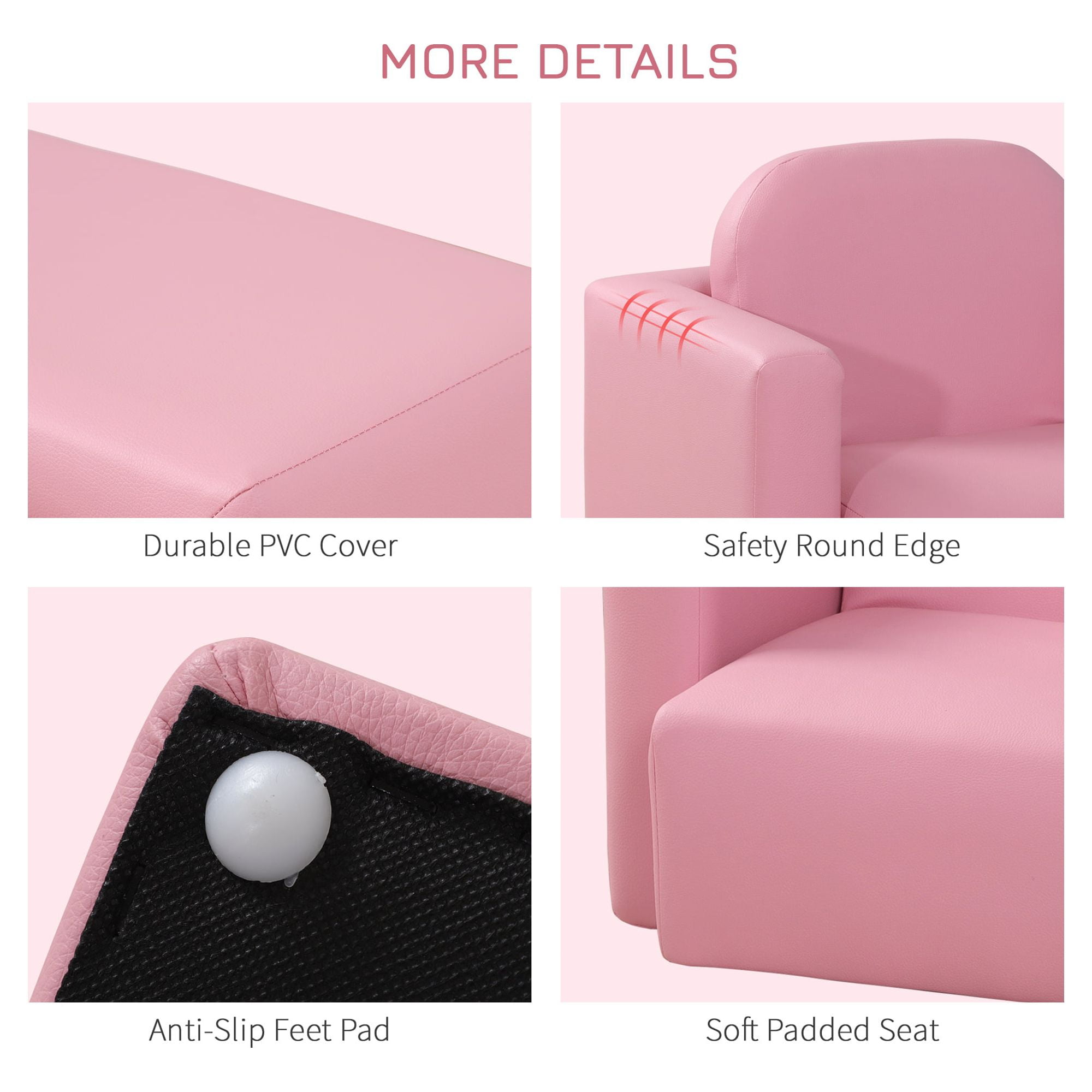 Qaba 2-in-1 Multifunctional Kids Sofa, Convertible Table and Chair Set for Boys Girls, Pink