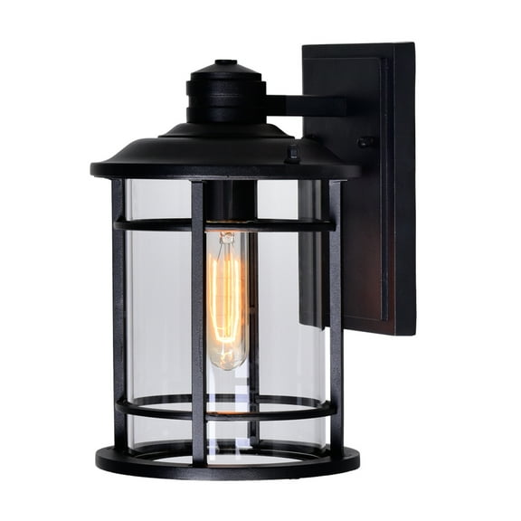 CWI Lighting Belmont 1 Light Farmhouse Metal Outdoor Wall Lantern in Black