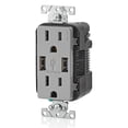 thumbnail image 2 of Leviton 2-Port USB Charger & Tamper-Resistant Duplex Receptacle, 15A, Gray (T5632-GY), 2 of 4