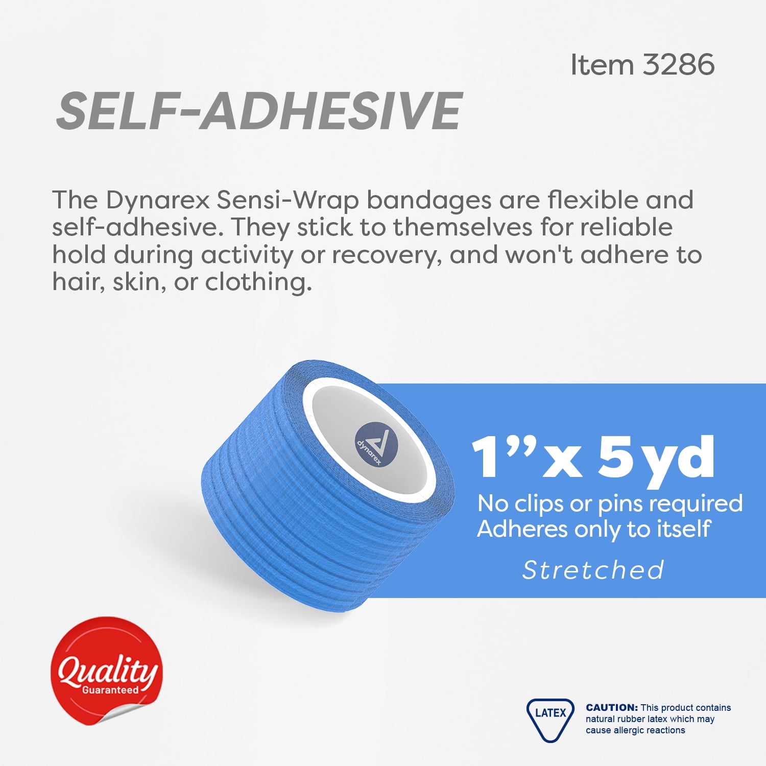 Dynarex Sensi-Wrap Self-Adhesive Bandages, 30-Pack, 1" x 5 yards, Dark Blue, Latex, Colored Elastic Cohesive Athletic Tape, Tattoo Grip & Vet Wrap