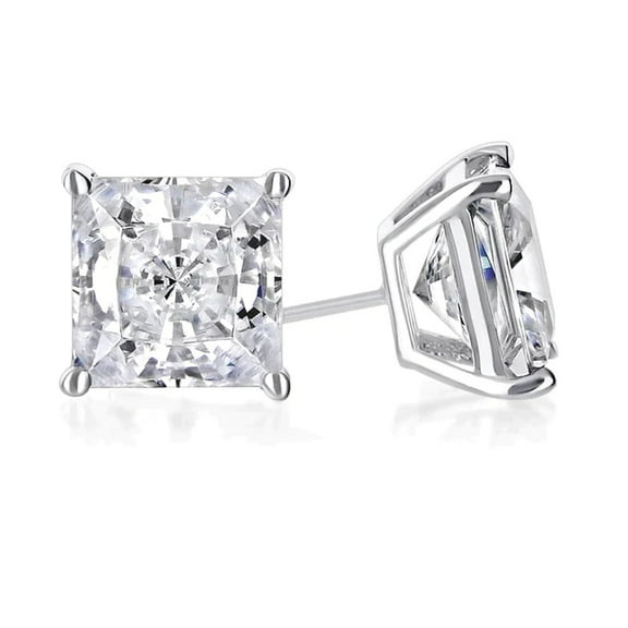 Paris Jewelry 14K White Gold 1 Carat Princess Cut Created Diamond Stud Earrings Jewelry Plated