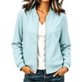 thumbnail image 6 of Enjoytime Plaid Jackets for Women Stand Collar Zip Up Bomber Jacket Fall Fashion Lightweight Casual Long Sleeve Outerwear, 6 of 7
