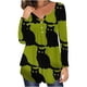 thumbnail image 1 of Camiseta informal para mujer, blusa estampada de manga larga con cuello redondo y fruncido Fridja  fjkfkj2087, 1 of 6