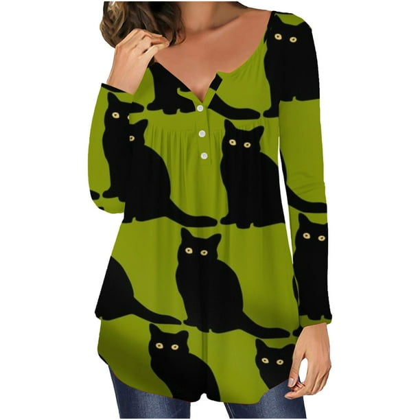 Camiseta informal para mujer, blusa estampada de manga larga con cuello redondo y fruncido Fridja fjkfkj2087