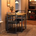 thumbnail image 2 of 3Pcs Kitchen Table Set, Dining Table and Chairs for 2, Metal and Wood Square Dining Room Table Set with 2 Upholstered Chairs, Dining Table Set for Small Spaces, Apartment, Rustic Brown, 2 of 7