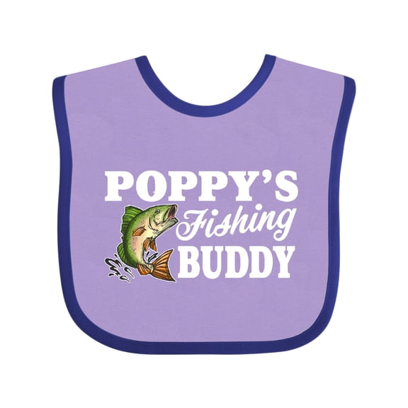 Inktastic Poppy's Fishing Buddy with White Text Boys Baby Bib