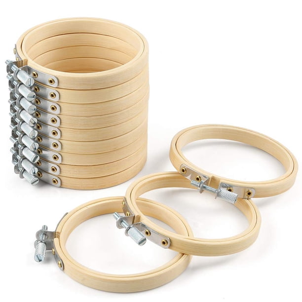 Juego de 12 anillos ajustables de madera Embroidery Hoops Caydo, 8 cm