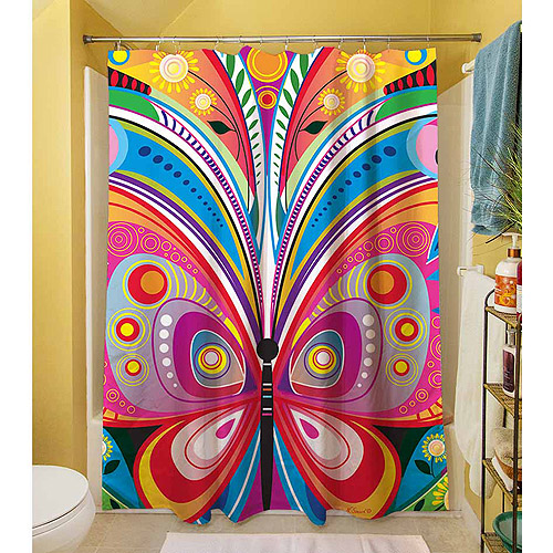 IDG Pattern Butterfly Shower Curtain, 71" x 74"