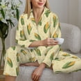 thumbnail image 6 of Honeii Yellow Corn print Women's Pajama Sets Long Sleeve Button Down Sleepwear Nightwear Soft Pjs Lounge Sets-Large, 6 of 7