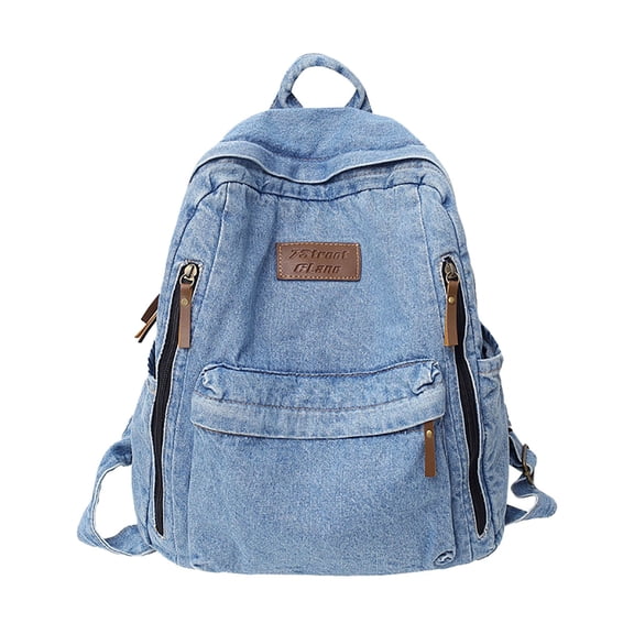 Fgnfyis Womens Backpack Ladies Fashion Denim Washed Large Capacity Student Bookbag Backpacks for Women Light Blue