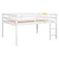 thumbnail image 5 of Low Loft Bed, Wood Full Size Loft Bed Frame with Ladder and Guardrail for Kids Teens Boys Girls, Space Saving Loft Bed, White, 5 of 7