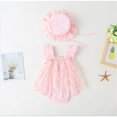thumbnail image 2 of Baby girl sleeveless romper mesh patchwork flower jumpsuit skirt princess dress hat set, 2 of 5