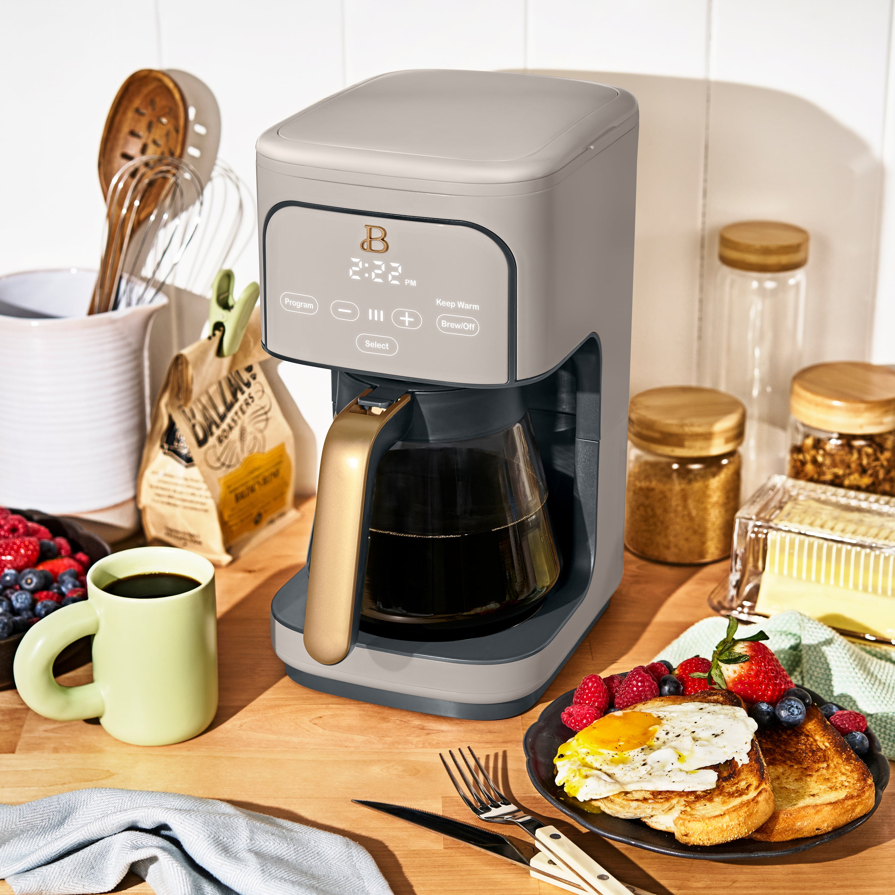Beautiful 12 cup Programmable Coffee Maker, Porcini Taupe by Drew Barrymore