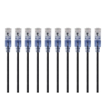 Monoprice 10-Pack SlimRun Cat6A Ethernet Network Patch Cable 7ft Black
