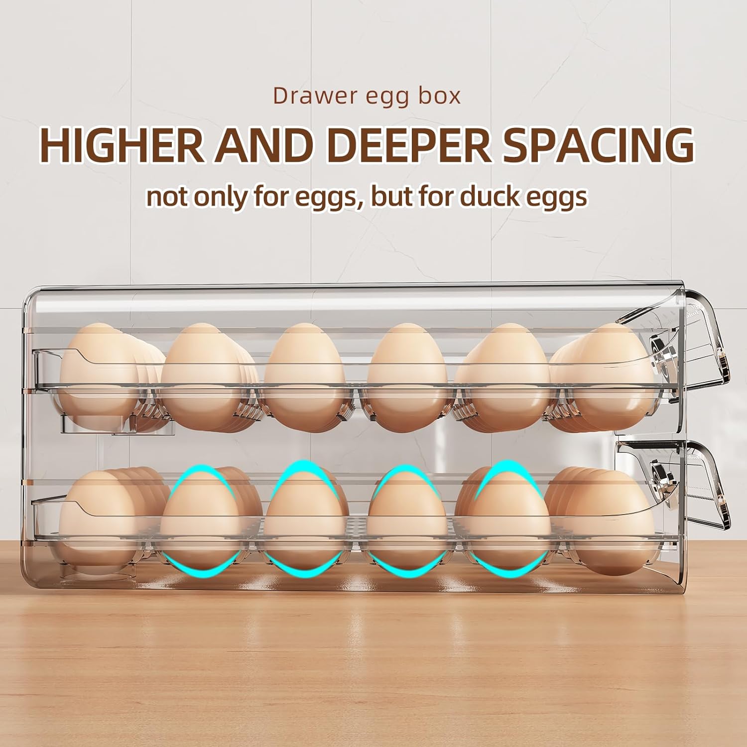 40 Egg Holder for Fridge, 2-Layer Stackable Egg Storage Container, BPA Free Clear Egg Tray Organizer for Refrigerator