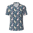 thumbnail image 2 of Daiia Cute Rabbit Floral Pattern Men’s Polo Shirts,Solid Deck Shirt,Classic Fit, Breathable Cotton Polo for Casual and Sport Wear-Large, 2 of 9