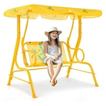 Fireflowery Kids Patio , 2-Seater Outdoor Hanging w/Removable Canopy & Safety Belt, Porch Lounge for Patio Garden Balcony Yard