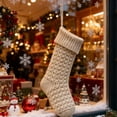 thumbnail image 4 of Farmhouse Knitted Christmas Stocking 18 Inch, Rustic Cable Knit Personalized Stocking, Boho Style Fireplace Hanging Decor for Xmas Family Holiday-1pcs,Beige, 4 of 7