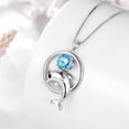 thumbnail image 6 of Juwaliy 925 Sterling Silver Cute Dolphin Necklace for Women,March Birthstone Blue Aquamarine Mom Pendant Sea Animal Jewelry Birthday Gift for Daughter, 6 of 9