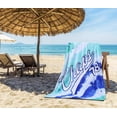 thumbnail image 7 of CHAPS Beach Towels Oversized Extra Large Cotton Velour Plush Premium Thick Soft Absorbent Skin Friendly - Tascot Turquoise - Size 35" x 66", 7 of 7