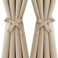 thumbnail image 6 of Hiasan Blackout Curtains for Bedroom, 42 x 63 Inches Length - Thermal Insulated & Energy Saving Window Curtains for Living Room, 2 Drape Panels Sewn with Tiebacks, Beige, 6 of 10