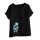 thumbnail image 4 of Vestidos Casuales Para Mujer, Blusas De Mujer De Moda Blusa tipo túnica informal de lino con estampado de peces del océano y botones de manga corta para mujer, 4 of 4