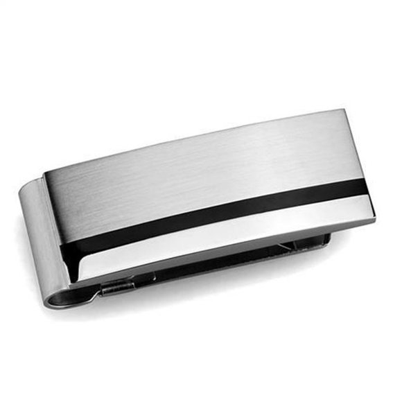 Men High Polished Stainless Steel Money Clip with No Stone in No Stone