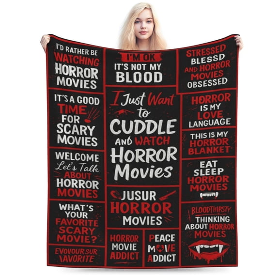 Halloween Horror Movie Blanket , Gifts for Horror Movie Lovers, Scream Plush Blankets for Women Men, Halloween Party Decoration 50x40