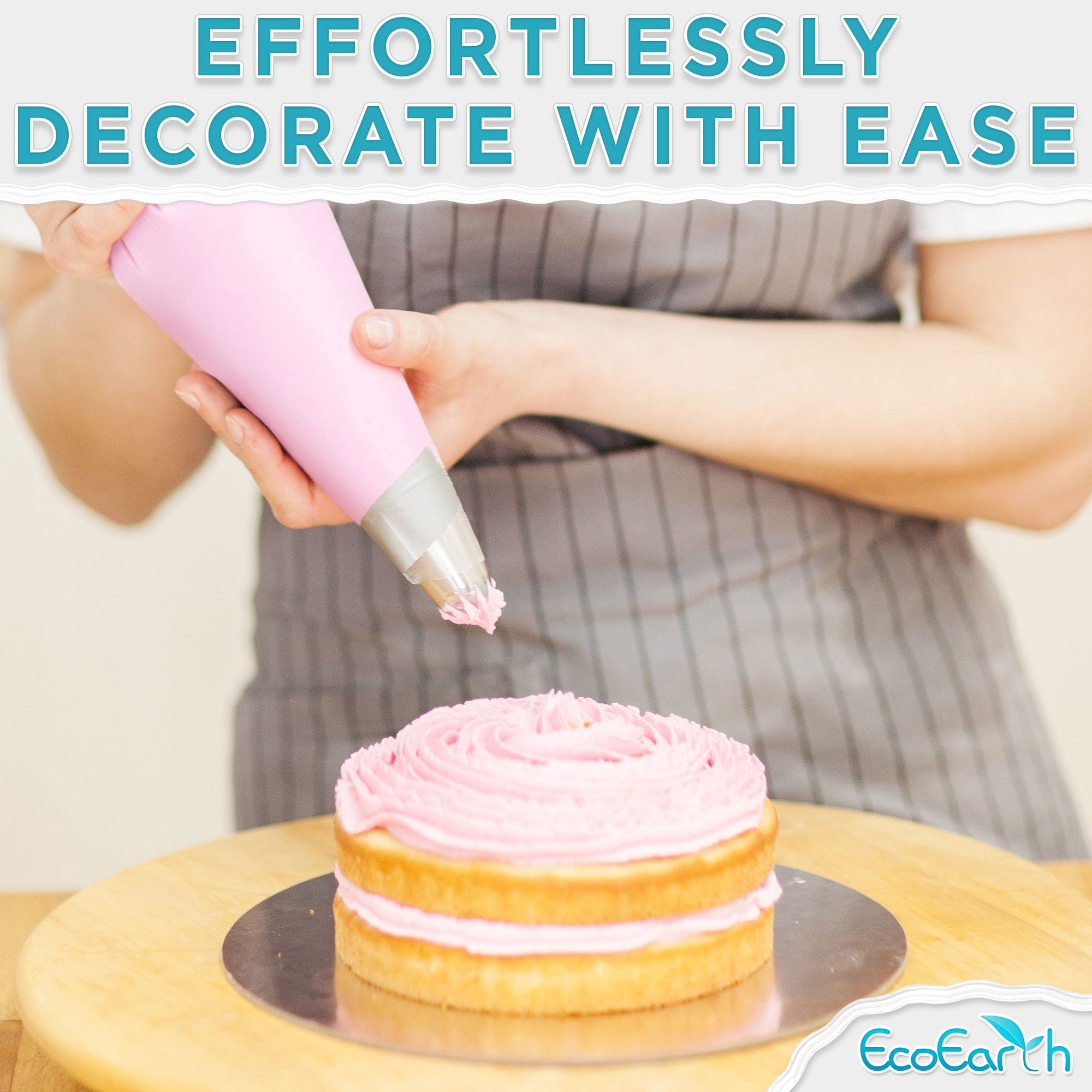 Disposable Piping Bags (12”, 100 Pack) for Decorating Cakes, Pastry Bags for Cupcakes & Cookies Frosting by EcoEarth