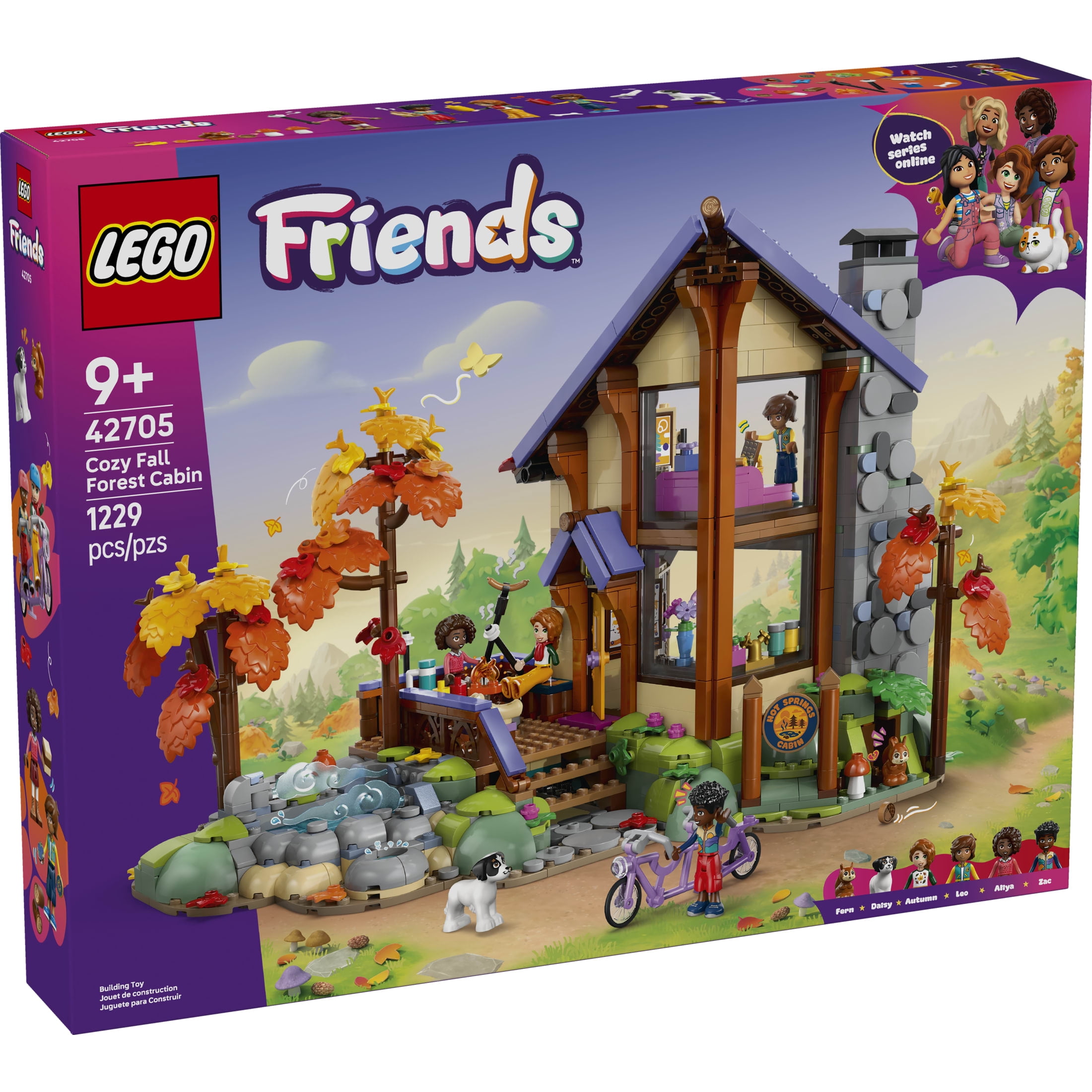 LEGO Friends Cozy Fall Forest Cabin - Building Toy for Girls & Boys, Ages 9+ - Dollhouse Playset with 4 Minidolls - Gift for Birthdays - 42705