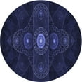 thumbnail image 1 of Ahgly Company Machine Washable Indoor Round Transitional Night Blue Area Rugs, 5' Round, 1 of 7