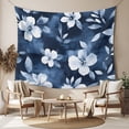 thumbnail image 2 of Navy Blue Spring Floral Tapestry for Bedroom Wall Hanging Tapestry, Summer Flowers Watercolor Botanical Ceiling Backdrop Tapestries Poster Blanket Wall Decor for Teens Room Living Room Dorm 59" x 90", 2 of 8
