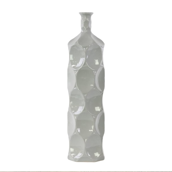 Urban Trends Ceramic Decorative Grey Vase Dimple Pattern Sides, Decor Center Piece for Home Décor for Living Room, Table, Office Decor