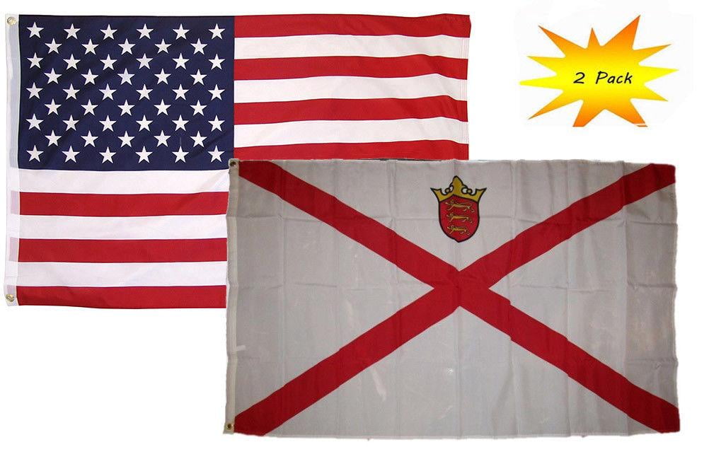 schors strategie Overeenkomstig 3x5 3'x5' Wholesale Set (2 Pack) USA American & Jersey Country Flag Banner  - Walmart.com