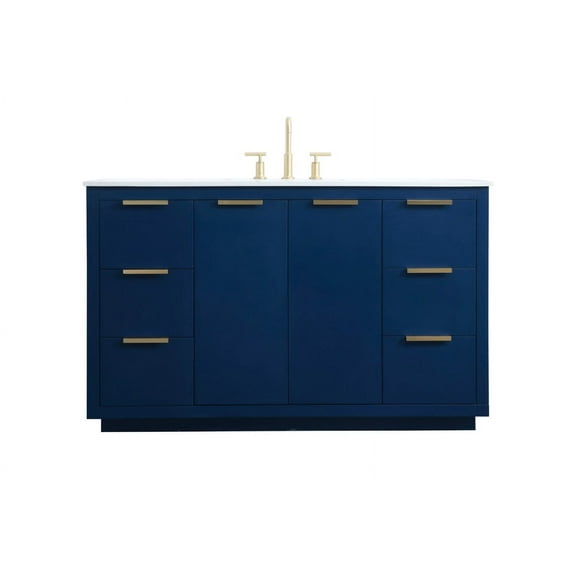 Elegant Kitchen and Bath 54 Inch SIngle Bathroom Vanity In Blue
