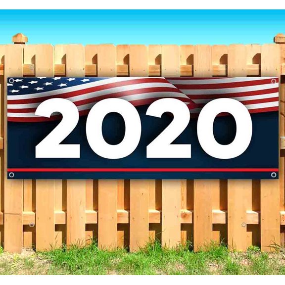 2020 Flag Background 13 Oz Heavy Duty Vinyl Banner Sign With Metal Grommets, Flag (Many Sizes Available)