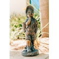 thumbnail image 3 of XBrand 24" H Faux Bronze Magnesium Oxide Walking Boy Garden Statue w/Small Flower Plant Pot, Outdoor Décor, Natural Design Sculpture, 3 of 10