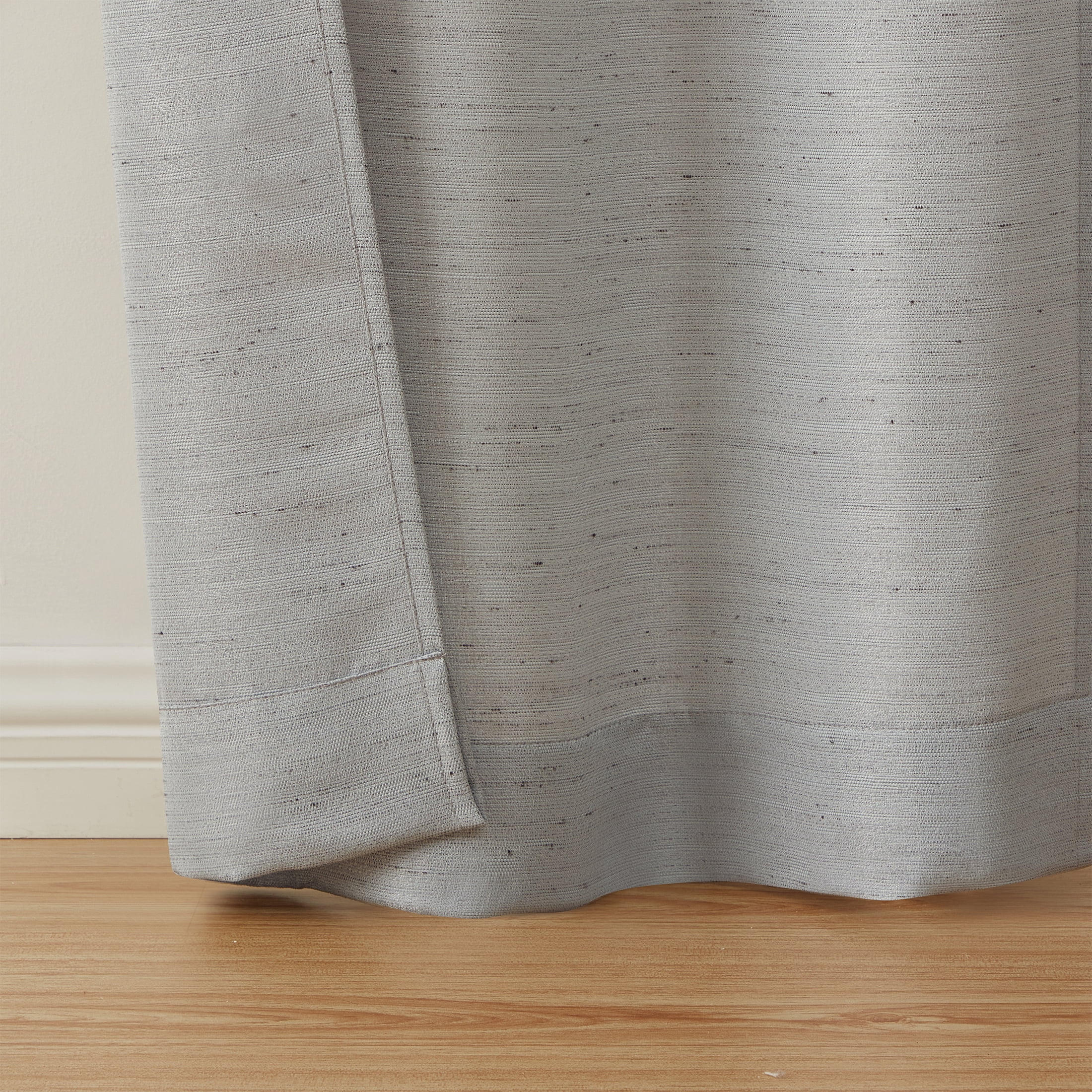 Mainstays Textured Solid Light Filtering Curtain Panels, Set of 4, Silver, 28"W x 84"L